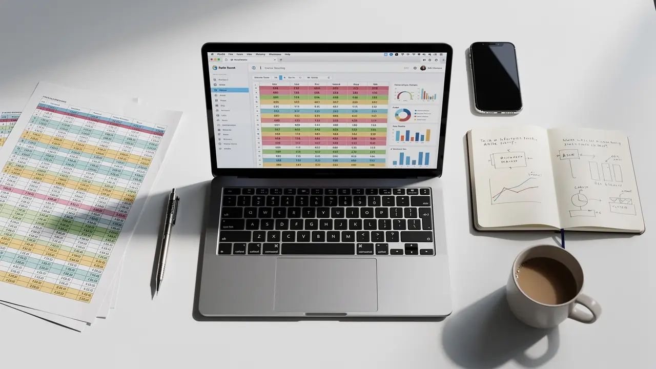 Data quality tools and spreadsheets on a clean desk