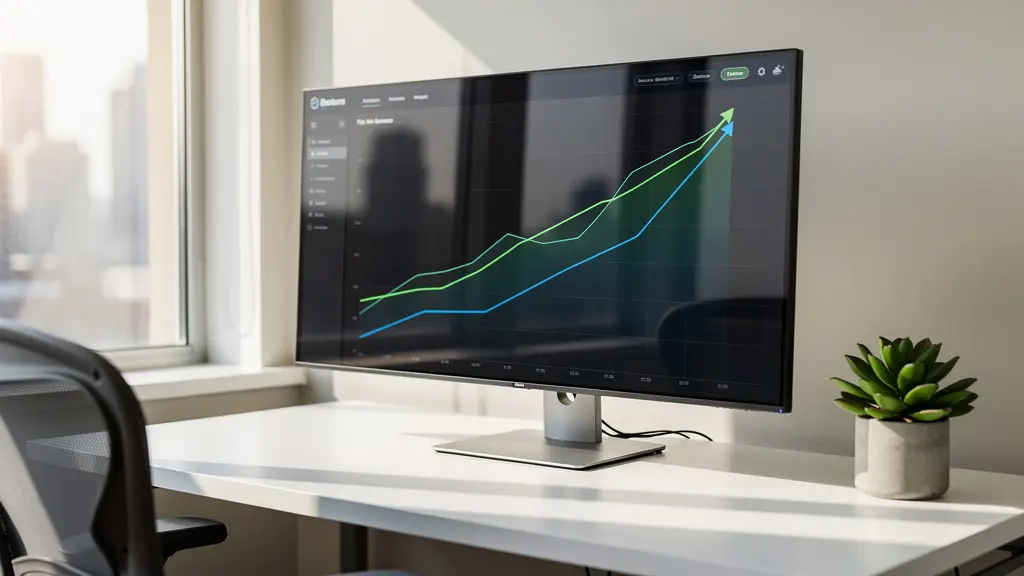 Dashboard displaying upward trending performance metrics