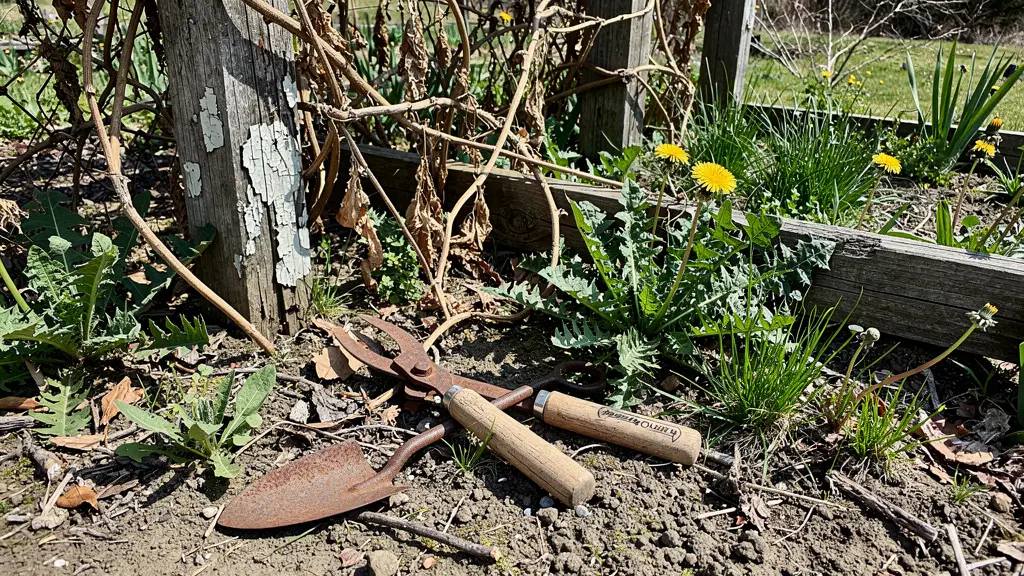 Neglected garden showing system deterioration