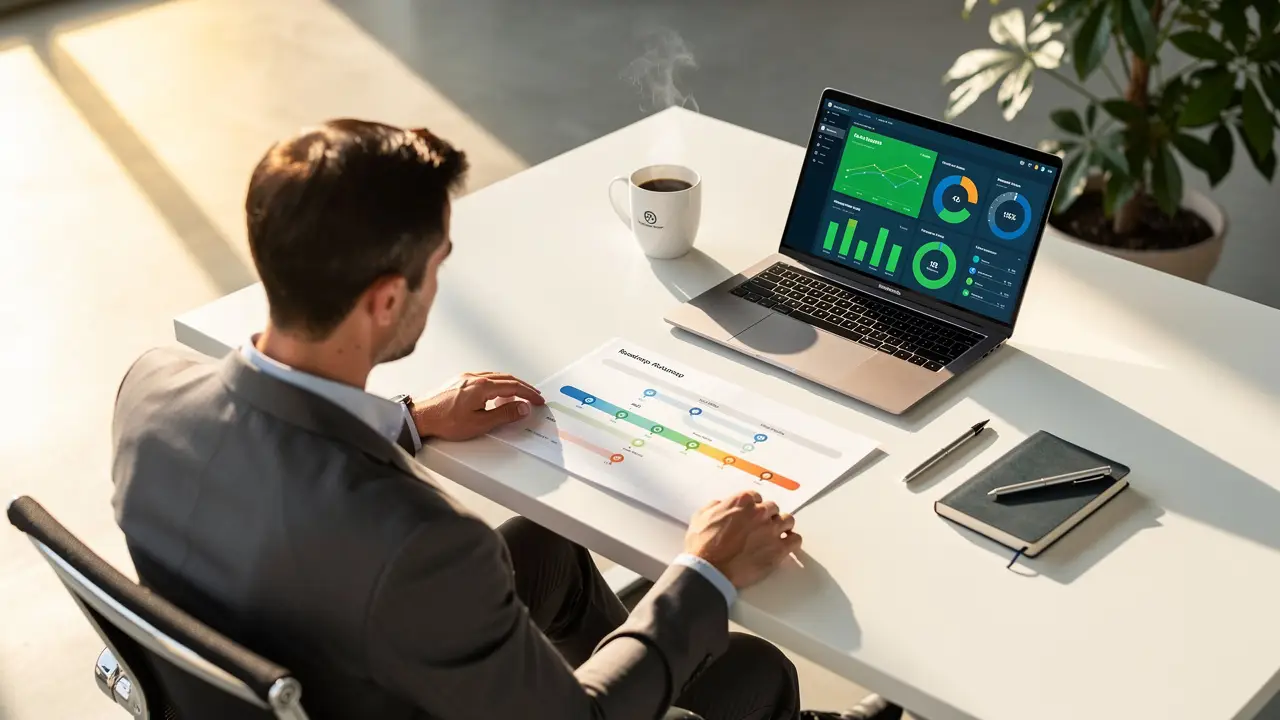Business leader reviewing Salesforce automation roadmap and growth plan