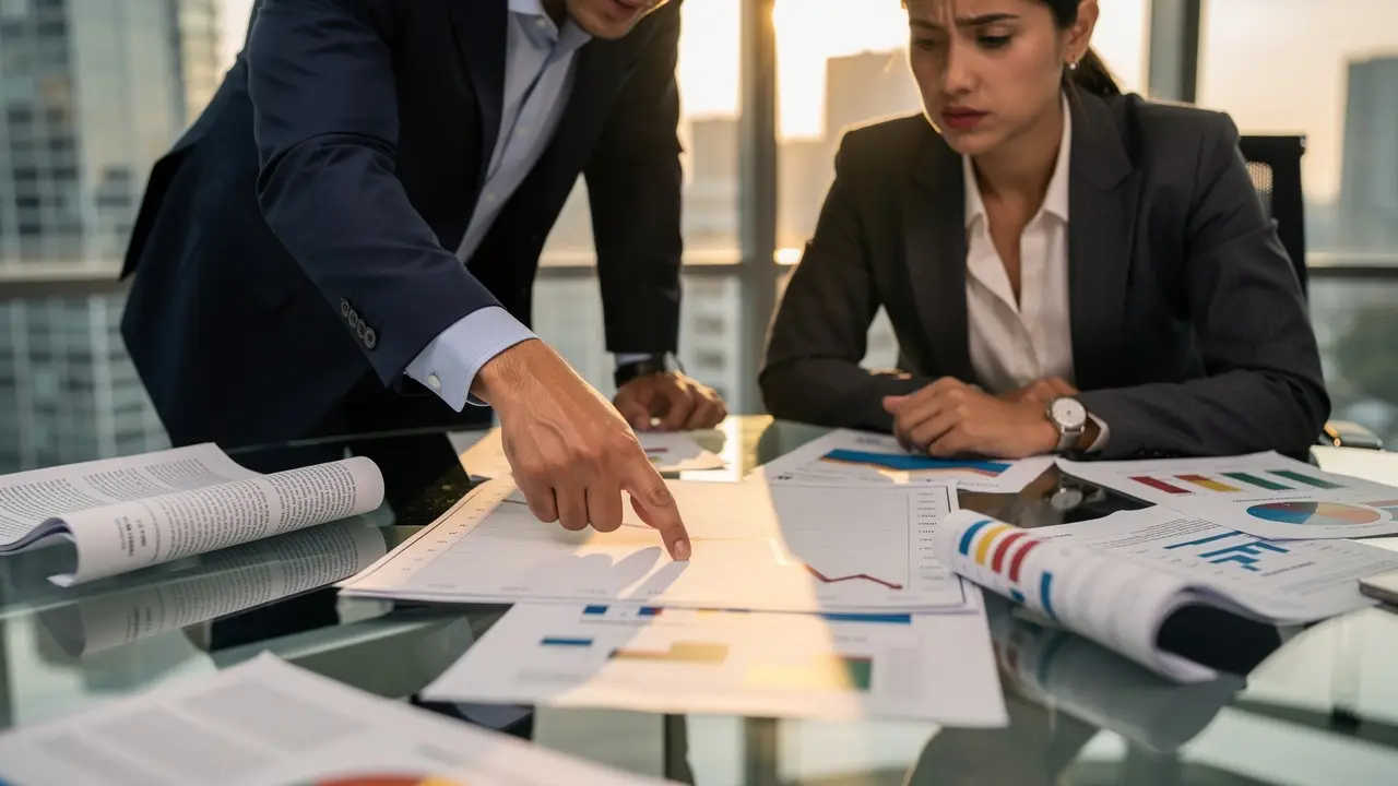 Business team reviewing declining revenue from deferred CRM fixes